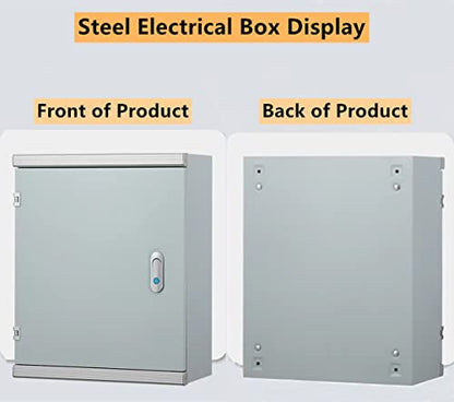 Cold Rolled Steel Electrical Box 20'' x 16'' x 8'' Outdoor/Indoor 1mm/0.04″ Thick Cold Rolled Aluminum Alloy Eyebrow Electrical Enclosure Box 20" H x 16" W x 8" D with Mounting Plate IP66 Weatherproof
