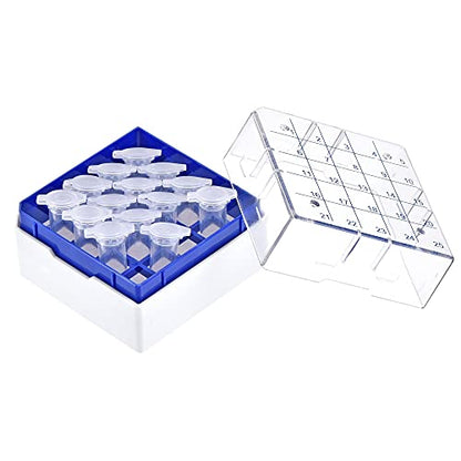 uxcell Centrifuge Tube Freezer Storage Box 25 Places Waterproof Polypropylene Cryogenic Holder Rack for 1.8/2ml Microcentrifuge Tubes Vials Samples, Blue - color: Blue