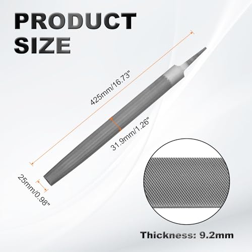 HARFINGTON 2pcs 14" Half Round Medium Cut File Double Cut Teeth Medium Metal File High Carbon Steel T12 without Handle for Metal Wood Tool Sharpener, Gray - size: 14"