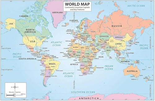 JELLY BEAN GENIUS World, USA, Europe & Middle East 4 Piece Map Poster Set – 11x17 Laminated Dry Erase Study Maps | Double-Sided Geography Maps with Blank Outline Back | Homeschool & Test Prep - color: 4 Piece Set; World, Europe, USA & Middle East Maps
