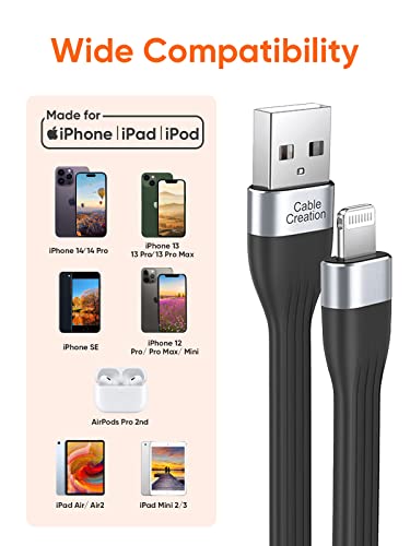 CableCreation iPhone Charging Cable, 15cm USB to Lightning Charging Cord - color: black