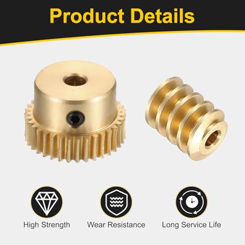 uxcell Worm Gear Set Right Rotation 35T 0.5 Module 1:35 Reduction Rate - size: Gear-4mm, Rod-1.98mm Bore, style: 0.5M-35T