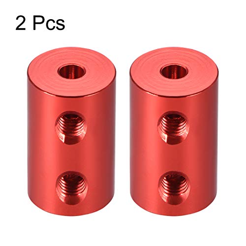 uxcell 1/8 inch to 1/8 inch Bore Rigid Coupling Set Screw L20XD12 Aluminum Alloy,Shaft Coupler Connector,Motor Accessories,Red,2pcs - size: 3.17mm to 3.17mm