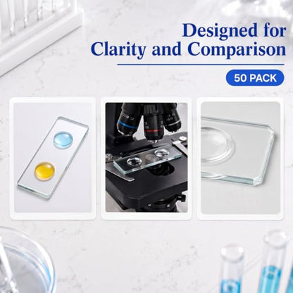 Tellegloww 50 Pcs Pre-Cleaned Double Concave Microscope Glass Slide 3" x 1" - color: Double Concave Microscope Slide