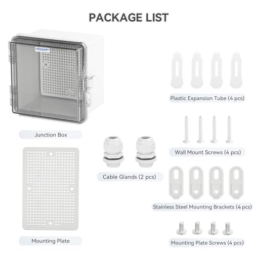 Mollom Transparent Cover Outdoor Junction Box (5.9x5.9x4.7In) - size: 5.9x5.9x4.7"