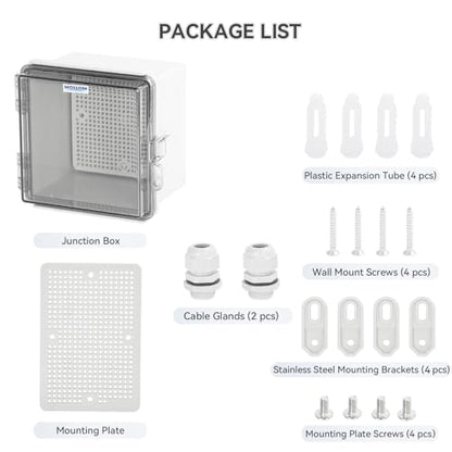 Mollom Transparent Cover Outdoor Junction Box (5.9x5.9x4.7In) - size: 5.9x5.9x4.7"