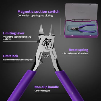 RUITOOL Model Nippers for Beginners, 4.7" Single Blade Nipper for Gunpla - color: Purple
