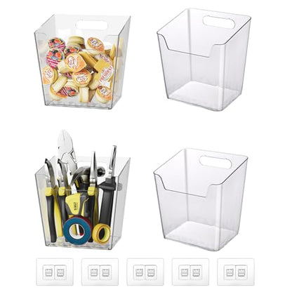 Clear Adhesive Wall Storage Bins, 4 Pack Cabinet Door Organizer Cups(Large) - size: Large