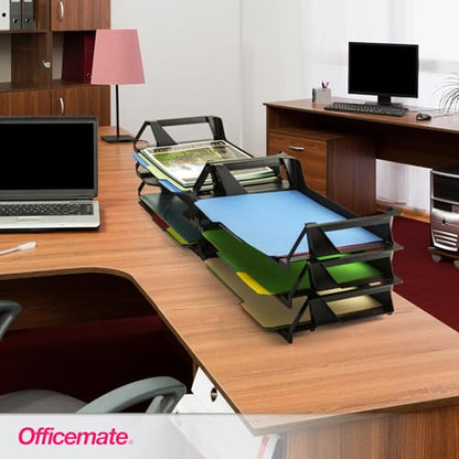 Officemate Recycled Desk Tray,Side Load,15 1/8 x 8 7/8 x 15,Letter/A4, (26212),6 Count (Pack of 4) - size: 15.6" x 5" x 10.4" (Pack of 4)