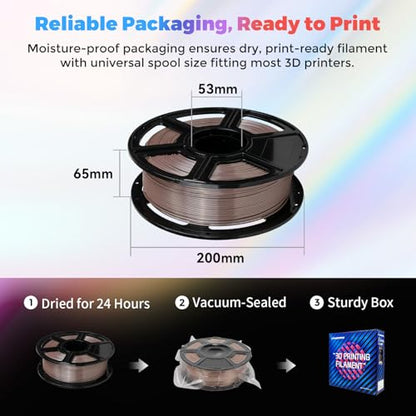 Flashforge 3D Printer Filament Silk PLA 1.75mm 1kg Spool-Dimensional Accuracy +/- 0.02mm (Coffee) - color: Coffee