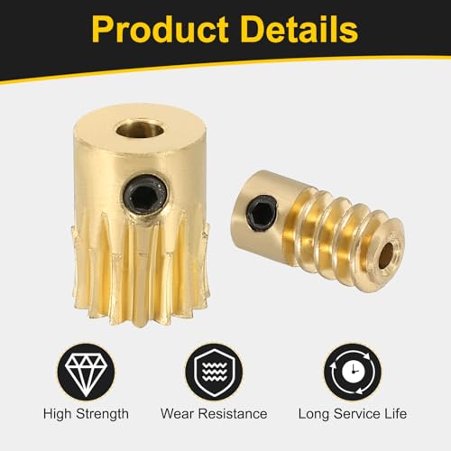 uxcell Worm Gear Set 15T 0.5 Module 15:1 Reduction Rate, Right Rotation Drive Gear Box Wheel Reduce Transmission Part (Brass Gear-3mm Bore, Brass Rod 2mm Bore) - size: Gear-3mm, Rod-2mm Bore, style: 0.5M-15T