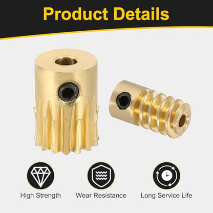 uxcell Worm Gear Set 15T 0.5 Module 15:1 Reduction Rate, Right Rotation Drive Gear Box Wheel Reduce Transmission Part (Brass Gear-3mm Bore, Brass Rod 2mm Bore) - size: Gear-3mm, Rod-2mm Bore, style: 0.5M-15T
