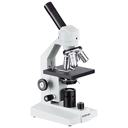 AmScope M500B-LED Cordless Monocular Compound Microscope, WF10x and WF20x