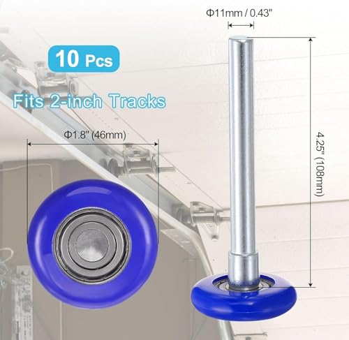 Linwnil Garage Door Rollers Hinges Set Bracket Screw Wire Rope Replacement Parts Blue Nylon Garage Door Wheels Quiet High Load 6200RS Seal Roller Hardware Tune Up Kit for 16 x 7", 18 x 7" Door