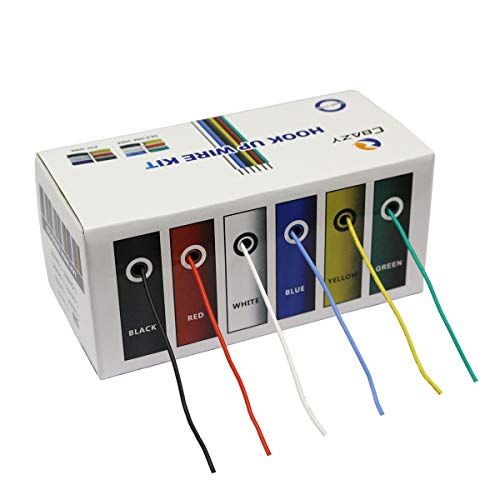 Silicone Wire Kit CBAZY Electric Wire Hook up Wire Kit (Solid Wire) 22 Gauge 6 Colors 19.6 feet Each Wires 22 AWG - color: silicone-soild-electrical wire, size: 22AWG
