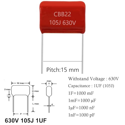 20pcs 400V 105J 1UF CB22 Metallized Polypropylene Polyester Film Capacitors Kit - style: 400V 105J 1UF