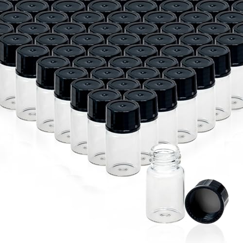 PEKYBIO 100 PCS 7ML Clear Small Liquid Sample Glass Vials with Screw Caps - size: 7 ml (100 pieces)