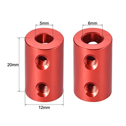 uxcell 5mm to 6mm Bore Rigid Coupling Set Screw L20XD12 Aluminum Alloy,Shaft Coupler Connector for RC Airplane Boat, Motor Accessories,Red,2pcs - size: 5mm to 6mm