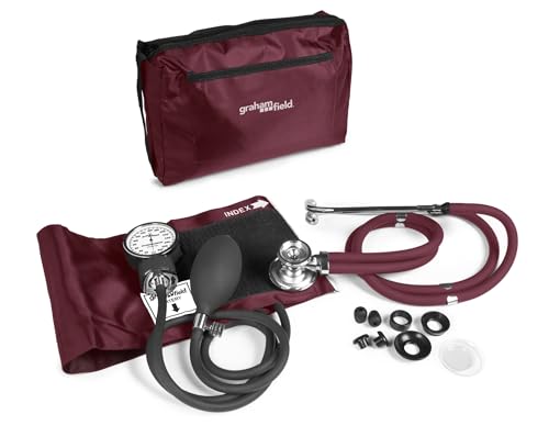 Graham-Field Professional Blood Pressure Kit - Stethoscope, Manual BP Cuff, Sphygmomanometer - Burgundy - color: Burgundy