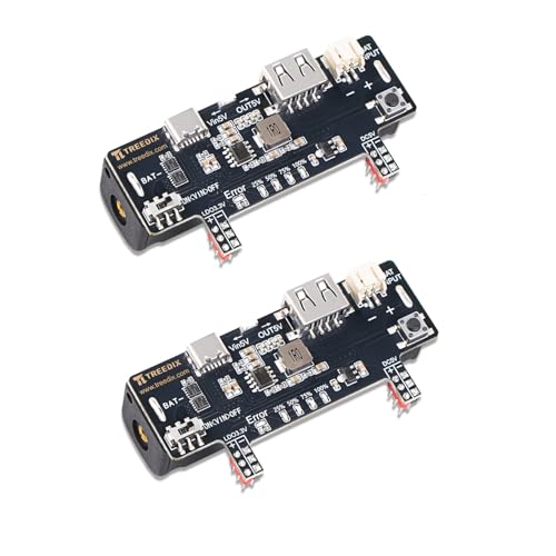 Treedix 2pcs Breadboard Power Supply Module 3.3V 200mA 5V 2A Prototype Breadboard Equiped with USB Type-C Charging Port, Type-A Output Port Rechargeable Battery's Stand, Charging Module for Arduino