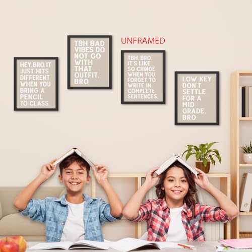 Hxlac Funny Classroom Wall Art Prints Set of 4, Classroom Wall Decor, Classroom Posters Middle High School, Black and White Classroom Decor, Funny Classroom Posters, 8x10 Inch Unframed (Khaki) - color: tbh bad_2, size: 8x10inch