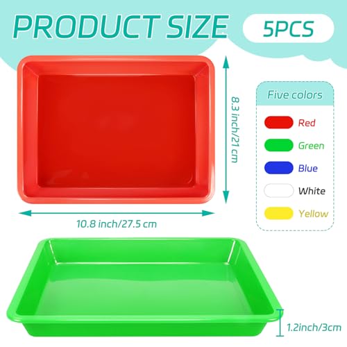 Weoxpr 5 Pack Multicolor Plastic Art Trays for Crafts, Beads & Organizing