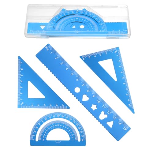 PATIKIL 4Pcs Geometry Drafting Tool, Aluminum Alloy Geometry Kit Math Tool - color: Sky Blue, size: 15cm