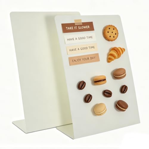 2 Pack Magnetic Bulletin Board,Metal Magnetic Bulletin Board,Tabletop Memo Display Board,Magnet Display Stand for Office Home Kitchen School (White, 13.8 x 9.8 Inch) - color: White, size: 13.8 x 9.8 Inch