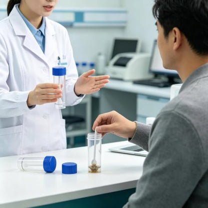 10PCS Specimen Container, Plastic Sample Cup with Spoon and Screw Lid