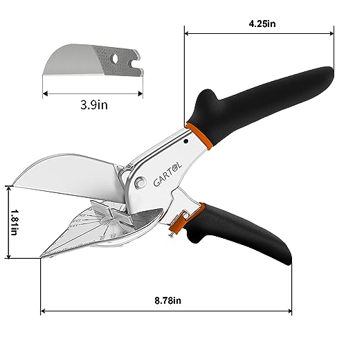 GARTOL 45-135° Adjustable Miter Shears, Quarter Round Cutter for PVC & Trim - size: HD-3101 NB - Shears Without Replacement Blades