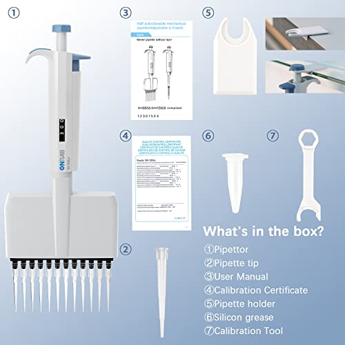 ONiLAB Lab Micropipette, 12-Channel Adjustable Volume Pipettor 0.5-10μL - size: 0.5-10μl, style: 12 channels