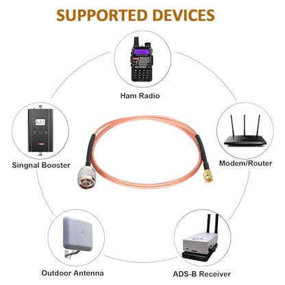 MOOKEERF SMA Male to N Male Cable 3ft,2 Pack RG316 SMA to N Cable 50 Ohm for WiFi Router,GPS Receiver,Antenna,Signal Booster etc - size: 3FT