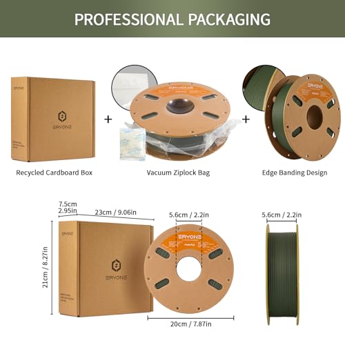 ERYONE Matte PLA Filament for 3D Printer, Filament 1.75mm +/- 0.03mm, 1kg (2.2LBS)/Spool, Olive Green - color: Matte Olive Green