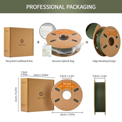 ERYONE Matte PLA Filament for 3D Printer, Filament 1.75mm +/- 0.03mm, 1kg (2.2LBS)/Spool, Olive Green - color: Matte Olive Green