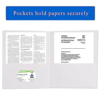 Zzrywuty 50 Packs White Two Pocket File Folders with Business Card Slot,Special Paper,Letter Size,Holds 100 Sheets for School,Office,Business - color: White-50pcs
