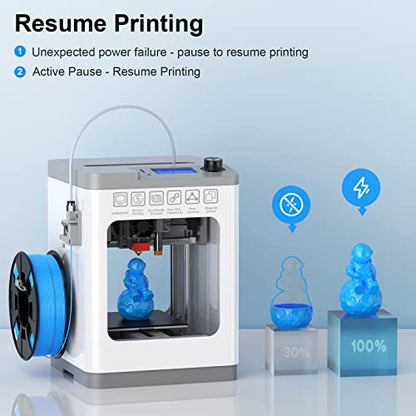 Entina Mini 3D Printers Tina2 Basic, Fully Assembled and Auto Leveling 3D Printer for Beginners and Kids, Easy Setup, Safe Design, High Precision Printing FDM Mini 3D Printer for Home & School - color: Grey