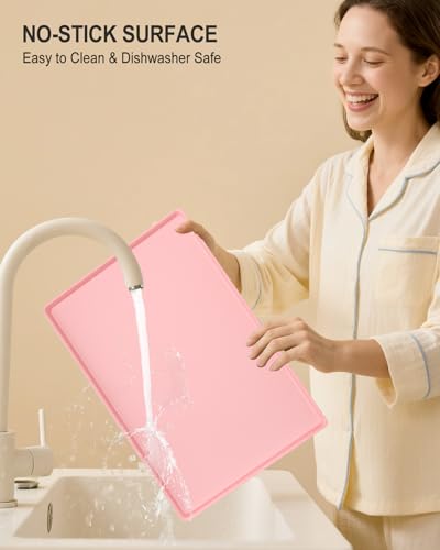 Silicone Art Mat for Crafts, 12" x 19" Waterproof Non-Slip Painting Mat - color: Pink, size: 12" x 19"