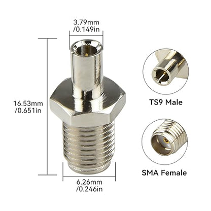2PCS SMA to TS9 Adapter RF Coaxial Antennas Connector SMA Female to TS9 Male Connector for Enhanced 4G LTE, Wi-Fi, and FPV Drone Antennas - size: SMA Female to TS9 Male Adapter