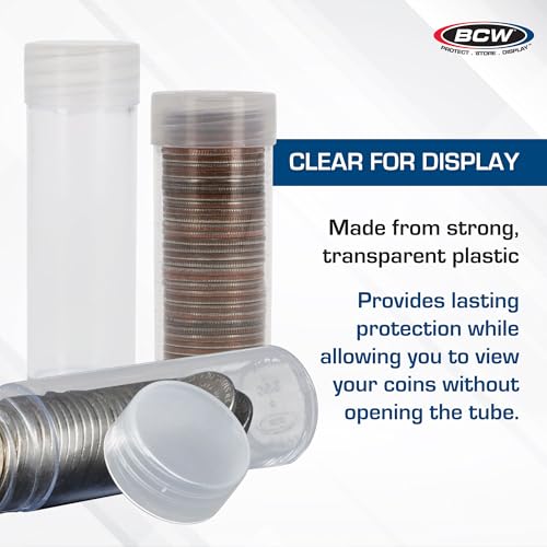 BCW Coin Tubes for US Nickels – 10ct | Durable Plastic Storage with Airtight Lids | Holders for Collectors (Pack of 2) - size: small (Pack of 2)