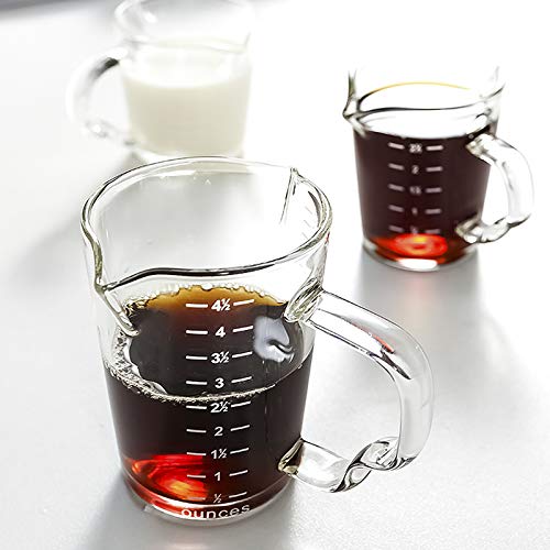150ml Glass Measuring Cup Double Spouts Espresso Cup Shot Glass Heat-Resistant Handle Transparent Scale Ounce Measure Jugs Mixing Mug for Bar Party Wine Milk Coffee Liquid Heavy Glass Measuring Cup - color: 150ml