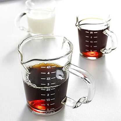 150ml Glass Measuring Cup Double Spouts Espresso Cup Shot Glass Heat-Resistant Handle Transparent Scale Ounce Measure Jugs Mixing Mug for Bar Party Wine Milk Coffee Liquid Heavy Glass Measuring Cup - color: 150ml