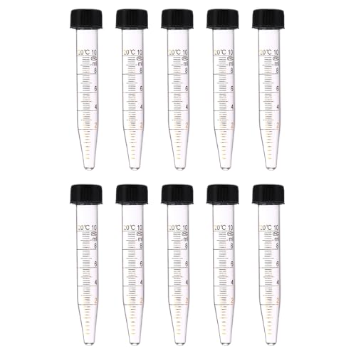 PATIKIL 10ml Centrifuge Tubes, 10 Pcs Glass Graduated Centrifuge Vials with Screw Cap Conical Bottom Test Tube Storage Container for Sample Laboratory Liquid - size: 10ml