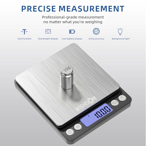 Professional Jewelry Scale, 500g x 0.01g High Precision Digital Gold Scale, Portable Precious Metal Gram Scale for Jewelers, Pawn Shops, Coin Dealers, Gold & Silver Weighing