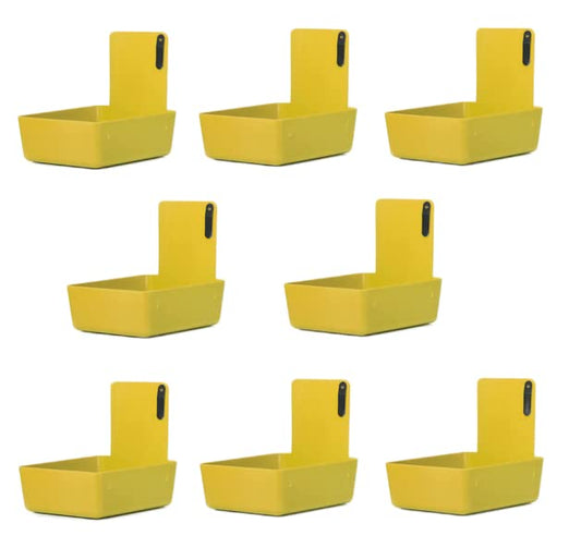 8/Pk Medium Medical Pro Lab Pan Dental Working Lab Pan Plastic with Stainless Steel Clip (Neon Yellow) - color: Neon Yellow