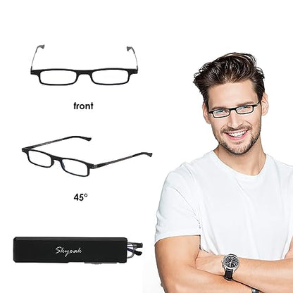 3 Pack Ultra thin Lightweight Folding Reading Glasses Women Men TR90 Blue Light Blocking Anti UV/Eyestrain Foldable Compact Computer Readers Portable Unique Stretchable Slim Flat case Gunmetal, +2.0 - color: Gunmetal-3pc