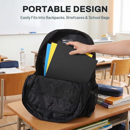 SUNEE Folders with Pockets, 50 Pack File Folders with Business Card Slot, Textured Paper, Fit Letter Size Paper, Paper File Folder for School Office Home Business, Black - color: Black