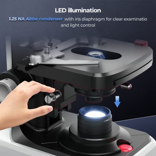 [Dual Power Supply] Vabiooth Lab Compound 5MP Camera Trinocular Microscopes 40X-2500X Magnification with Free Software-Capturing Image, Recording Video, Measuring Lengths, Ultra Wide-Field Eyepieces - style: 5MP Camera Trinocular