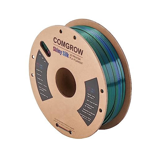 Comgrow Tri-Colors Silk PLA 3D Printer Filament, Rainbow PLA Filament 1.75mm, Dimensional Accuracy +/- 0.02 mm, 1KG Spool, Coextrusion 3D Filament with Shiny Silk Red-Blue-Green - color: Red & Blue & Green