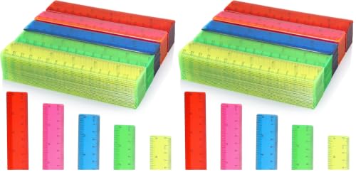 Zonon 50 Pcs 6''/12'' Plastic Rulers Bulk Flexible Straight (Pack of 2) - color: Colorful, size: 6inch (Pack of 2)