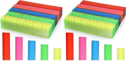 Zonon 50 Pcs 6''/12'' Plastic Rulers Bulk Flexible Straight (Pack of 2) - color: Colorful, size: 6inch (Pack of 2)